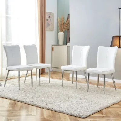 Streamdale Furniture Streamdale 4-piece White Pu Dining & Office Chair Set