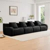 Streamdale Furniture Streamdale 4-seat Boneless Sofa, Teddy Fabric, No Assembly, Curved Armrest, Black