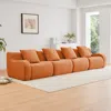 Streamdale Furniture Streamdale 4-seat Boneless Sofa, Teddy Fabric, No Assembly, Orange