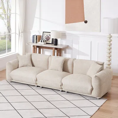 Streamdale Furniture Streamdale 4-seater Camel Lambswool Sofa With Metal Legs