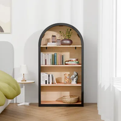 Streamdale Furniture Streamdale 4-tier Black Arched Bookshelf, 43" Tall Arched Bookcase With Storage Shelves