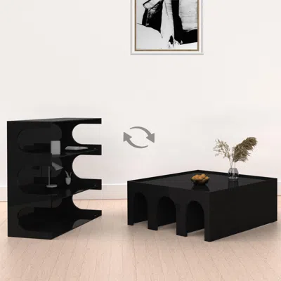 Streamdale Furniture Streamdale 4-tier Black Book Shelf & Coffee Table