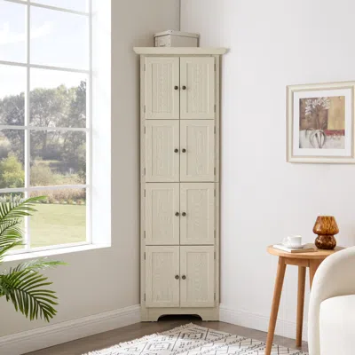 Streamdale Furniture Streamdale 4-tier Corner Pantry Cabinet With Doors & Shelves In White