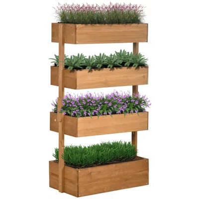 Streamdale Furniture Streamdale 4-tier Wooden Vertical Garden Planter In Brown
