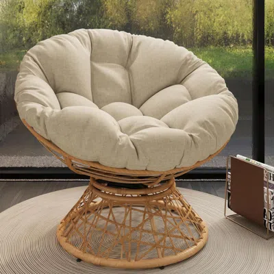 Streamdale Furniture Streamdale 40" Ergonomic Wicker Chair With Thick Fabric Cushion & 3-proof Cover