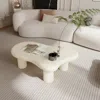 Streamdale Furniture Streamdale 40 Inch Cream Cloud Shaped Coffee Table For Living Room