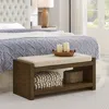 Streamdale Furniture Streamdale 40" Ivory Bench With Shoe Rack & Removable Cushion
