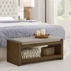 Streamdale Furniture Streamdale 40" Linen Bench With Shoe Rack & Removable Cushion