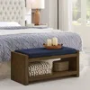 Streamdale Furniture Streamdale 40" Navy Blue Bench With Shoe Rack & Removable Cushion