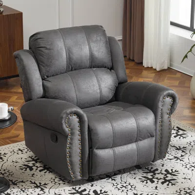 Streamdale Furniture Streamdale 40.75" Wide Suede Manual Glider Standard Recliner, Slate