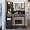 Streamdale Furniture Streamdale 41" Led Mirror Vanity Table & Stool