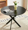 Streamdale Furniture Streamdale 42" Black Mid-century Dining Table With Round Mdf Top And Cross Legs