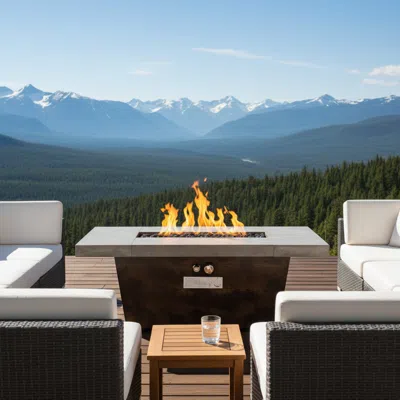 Streamdale Furniture Streamdale 42" Gas Fire Pit Table, Rectangle, 50000btu In Brown