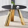 Streamdale Furniture Streamdale 42" Gold-plated Granite Table - Seats 4-6 - Dining, Entertaining, Conference In Gold