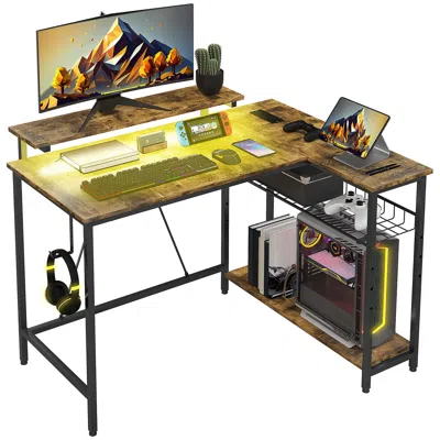Streamdale Furniture Streamdale 42" L-shape Desk With Lights, Outlets, & Storage