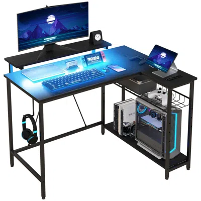 Streamdale Furniture Streamdale 42" L-shaped Gaming Desk With Led, Usb Ports, Storage