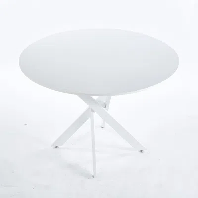 Streamdale Furniture Streamdale 42" Mid-century Dining Table With Round Top And Pedestal Base