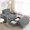 Streamdale Furniture Streamdale 42" Oversized Faux Fur Chaise Lounge With Storage And Cup Holders
