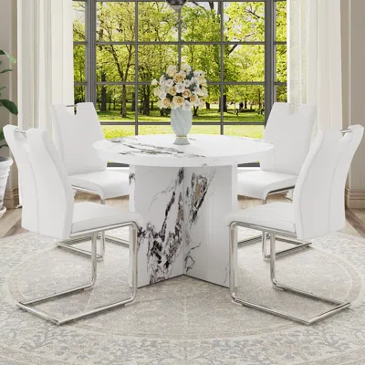 Streamdale Furniture Streamdale 42" Round Dining Table For Small Spaces (table Only)