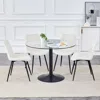 Streamdale Furniture Streamdale 42" Round Glass Dining Table With 4 Artificial Leather Chairs