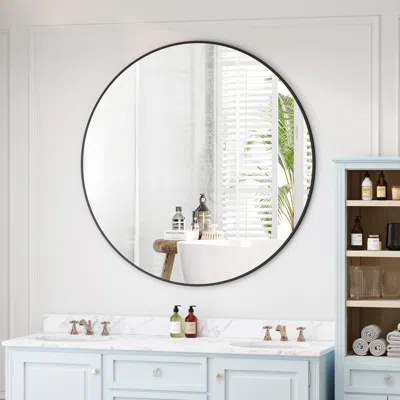 Streamdale Furniture Streamdale 42" Wall Mounted Black Circular Mirror