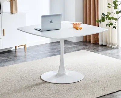 Streamdale Furniture Streamdale 42.1" Mid-century White Dining Table For 4-6