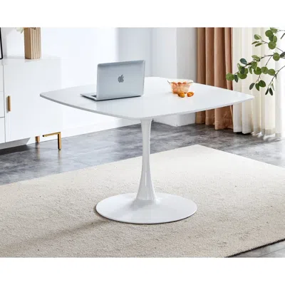 Streamdale Furniture Streamdale 42.1" Mid-century White Dining Table For 4-6