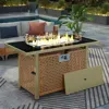 Streamdale Furniture Streamdale 43" Propane Fire Pit Table - 60000 Btu Wicker With Wind Guard
