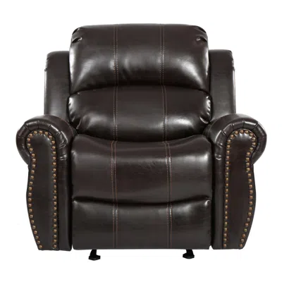 Streamdale Furniture Streamdale 43.25" Wide Faux Leather Manual Glider Standard Recliner In Brown
