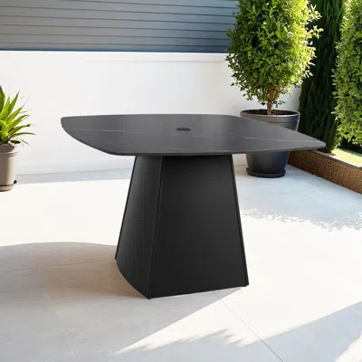 Streamdale Furniture Streamdale 44" Black Sintered Stone Outdoor Dining Table