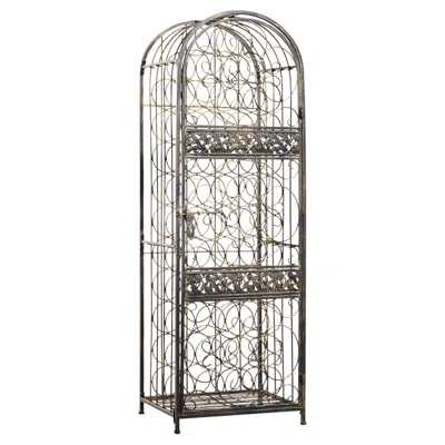 Streamdale Furniture Streamdale 45 Bottle Wrought Iron Wine Rack Jail With Lock - Antique Bronze