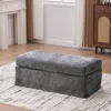 Streamdale Furniture Streamdale 46" Wide Modern Chenille Ottoman With Black Metal Legs, Charcoal