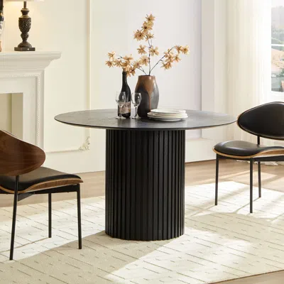 Streamdale Furniture Streamdale 46.45" Round Mdf Dining Table - Black, Mid-century Modern