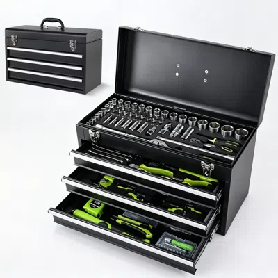 Streamdale Furniture Streamdale 465-piece Mechanics Tool Set With 3-drawer Heavy Duty Metal Box Repair Tool Kit