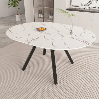 Streamdale Furniture Streamdale 47-63" Extendable Table For 4-6, Modern Kitchen/home Dining Table