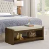 Streamdale Furniture Streamdale 47" Beige Bench With Shoe Rack & Removable Cushion
