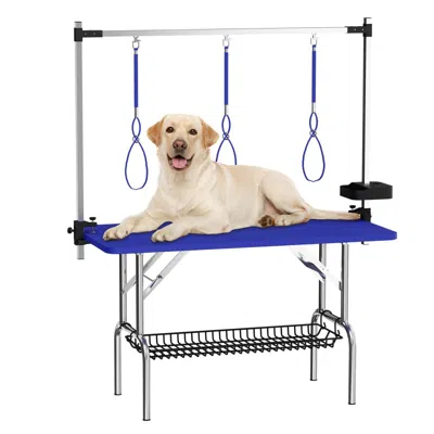 Streamdale Furniture Streamdale 47'' Foldable Stainless Steel Dog Grooming Table With Adjustable Arms & Tray
