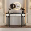 Streamdale Furniture Streamdale 47" Half-moon Mirrored Console Table - Silver Entryway Vanity Desk