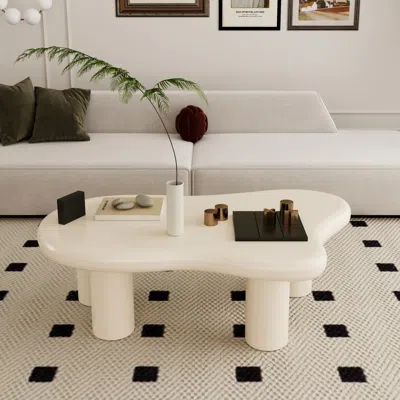 Streamdale Furniture Streamdale 47 Inch Cloud Shaped Coffee Table For Living Room, Beige