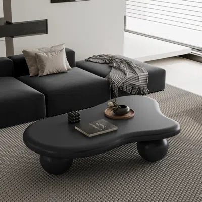 Streamdale Furniture Streamdale 47 Inch Cloud Shaped Coffee Table With 3 Ball Legs For Living Room, Black