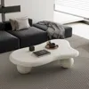 Streamdale Furniture Streamdale 47 Inch Cloud Shaped Coffee Table With 3 Ball Legs For Living Room, Cream White
