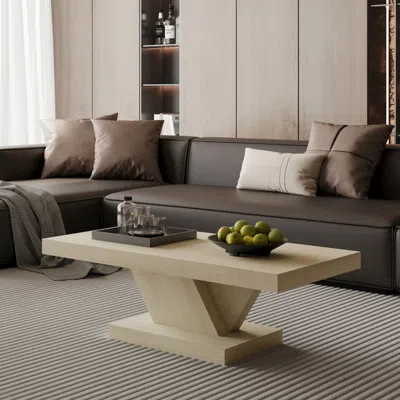 Streamdale Furniture Streamdale 47" Modern Cross Leg Coffee Table With Storage, Oak Wash In Gray