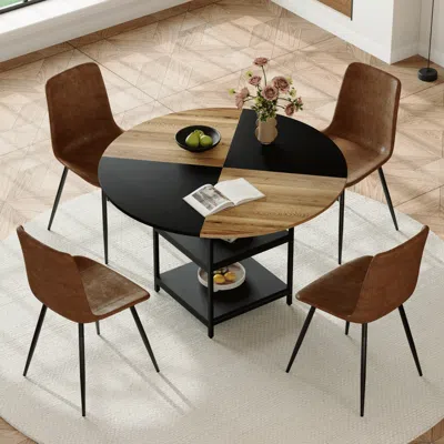 Streamdale Furniture Streamdale 47" Round Dining Set: Table & 4 Brown Chairs