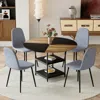 Streamdale Furniture Streamdale 47" Round Dining Set: Table With Storage & 4 Gray Linen Chairs