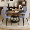 Streamdale Furniture Streamdale 47" Round Dining Set: Table With Storage & 4 Gray Linen Chairs