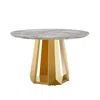 Streamdale Furniture Streamdale 47" Round Faux Marble Dining Table, Gold Base In Gold
