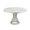 Streamdale Furniture Streamdale 47" Round Marble Dining Table, High Gloss Faux Marble Top, Stainless Steel Base In Gray