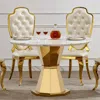 Streamdale Furniture Streamdale 47" Round Marble Dining Table With Gold Stainless Steel Base