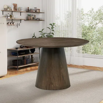 Streamdale Furniture Streamdale 47" Round Walnut Dining Table - Modern Style For Small Spaces