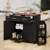 Streamdale Furniture Streamdale 47.2" Farmhouse Kitchen Island With Drop Leaf & Storage, Rolling Cart, Black In Black